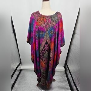 Sante Classics Red Purple Paisley Kaftan Dress One Size (6530)